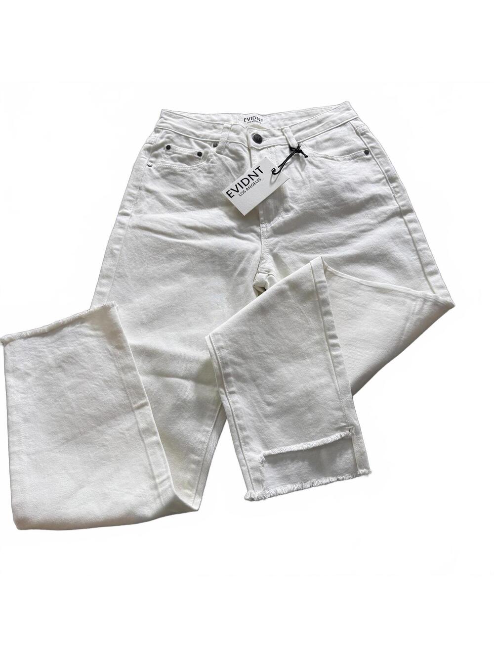 EVIDNT Los Angeles‎ Orsay Slim White High Rise Jeans SZ 25 Raw Cut Hem NWT